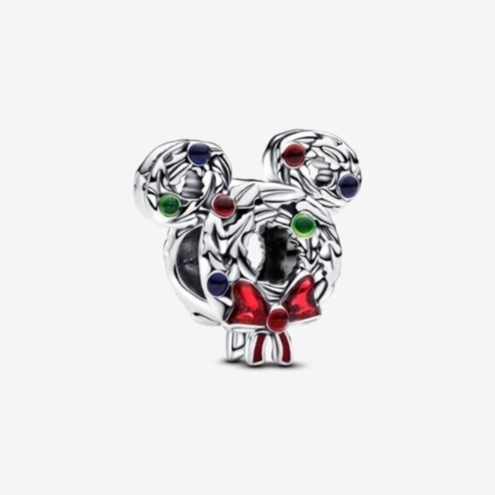 Authentic Disney Mickey Mouse Christmas Wreath Pandora Charm